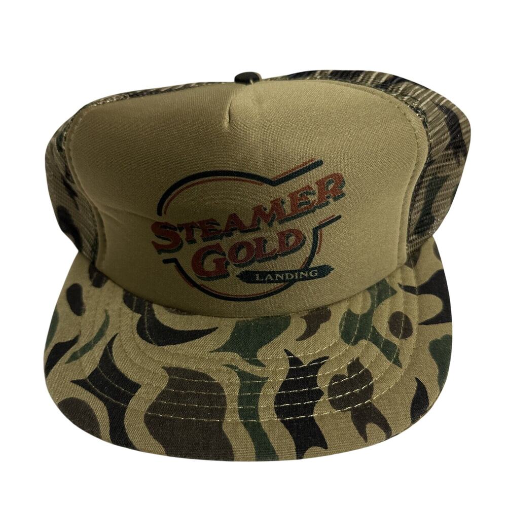 Vintage Steamer Gold Landing Camouflage Trucker Snapback Hat Cap